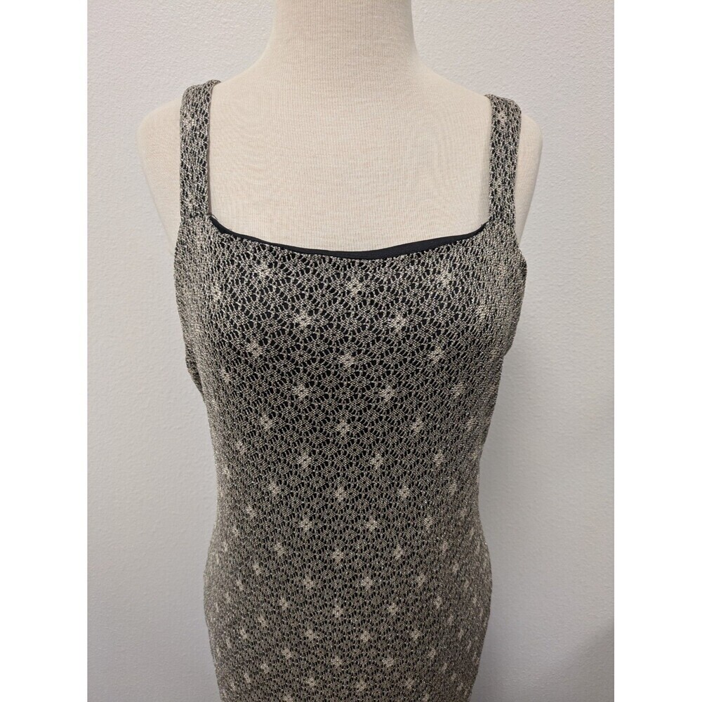 Vintage 90s Y2K Acetate Slinky Silver Sparkle Maxi Dress sz 12 Party Fairy - Picture 2 of 12